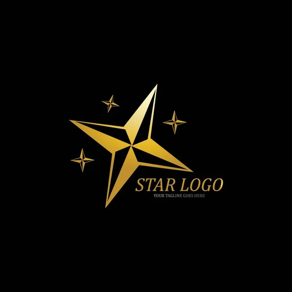 Gold Star Logo Vector Illustration Template — Stock Vector