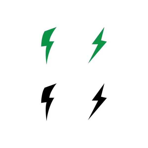 Green Electric Vector Lightning Icon Logo Symbols — Stock Vector