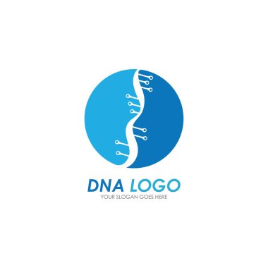 DNA vektör logo tasarım şablonu. Modern medikal logoty.lab bilim simgesi. Renkli farmakoloji işaret vektörü.