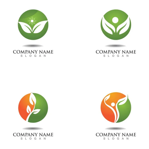 Tree Leaf Vector Logo Design Concetto Ecologico — Vettoriale Stock