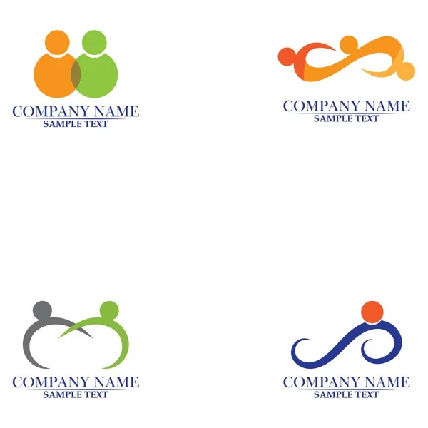 Pessoas Infinitas Adoção Cuidado Comunidade Logo Template Vector — Vetor de Stock