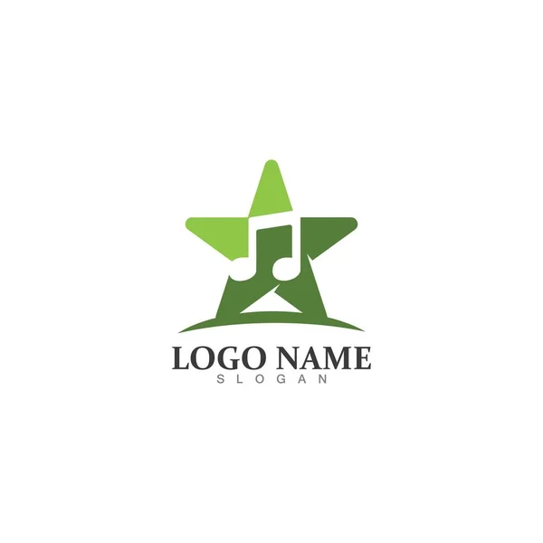 Modelo Design Logotipo Ícone Música Star Note —  Vetores de Stock