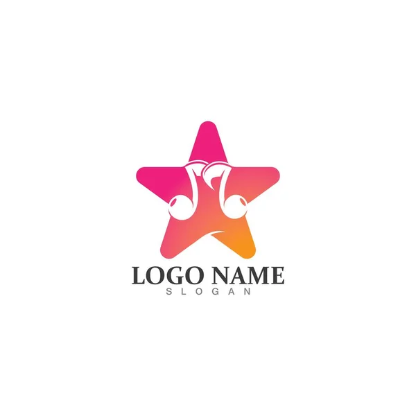 Plantilla Diseño Logotipo Icono Música Star Note — Vector de stock