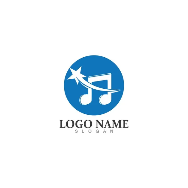 Plantilla Diseño Logotipo Icono Música Star Note — Vector de stock