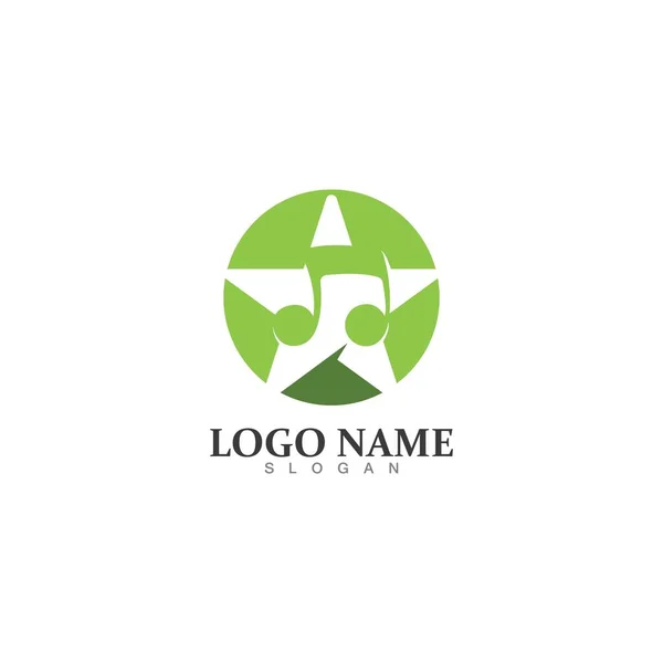 Modello Design Logo Icona Musicale Star Note — Vettoriale Stock