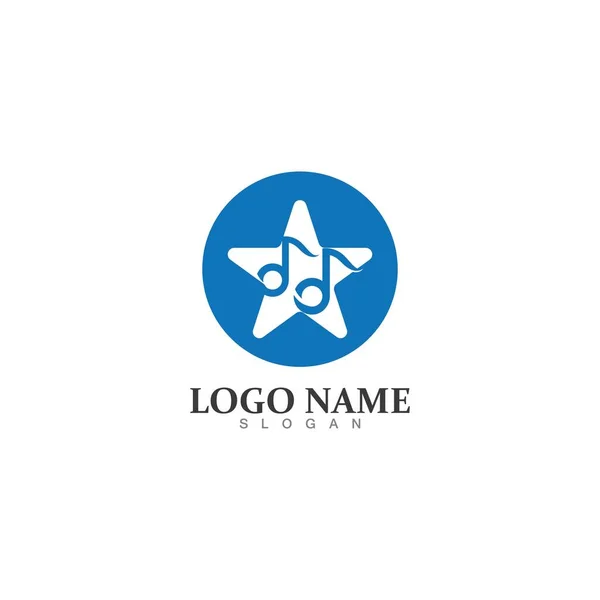 Modello Design Logo Icona Musicale Star Note — Vettoriale Stock