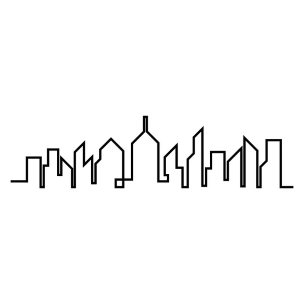 Skyline Modern City Silhouette Cittadina Illustrazione Vettoriale Design Piatto — Vettoriale Stock