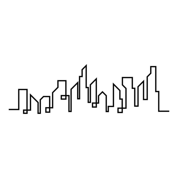 Skyline Modern City Silhouette Cittadina Illustrazione Vettoriale Design Piatto — Vettoriale Stock