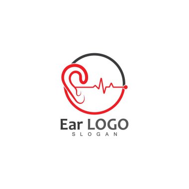 Kulak İşiten Logo Şablonu Vektör Simgesi
