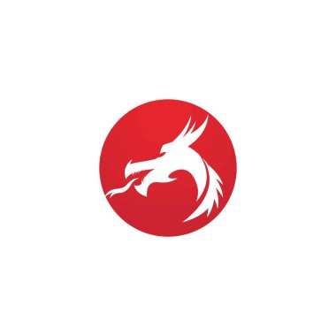 Baş ejderha düz renk logosu vektör çizimi