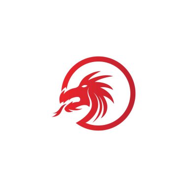 Baş ejderha düz renk logosu vektör çizimi