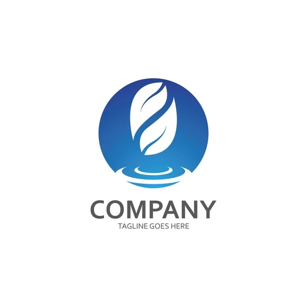 Water Drop Leaf Logo Template Vector — Stock Vector