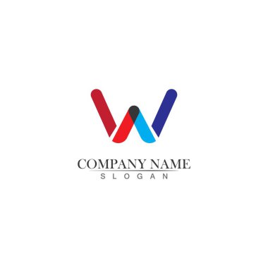 W Harfi İş logosu ve sembol Vektörü