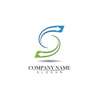 S harfli şirket logosu tasarım vektörü