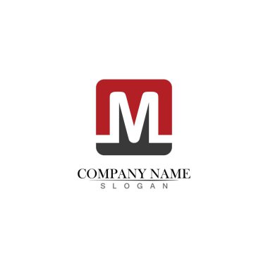 M Harfi ve M Logo Şablonu vektör çizimi tasarımı