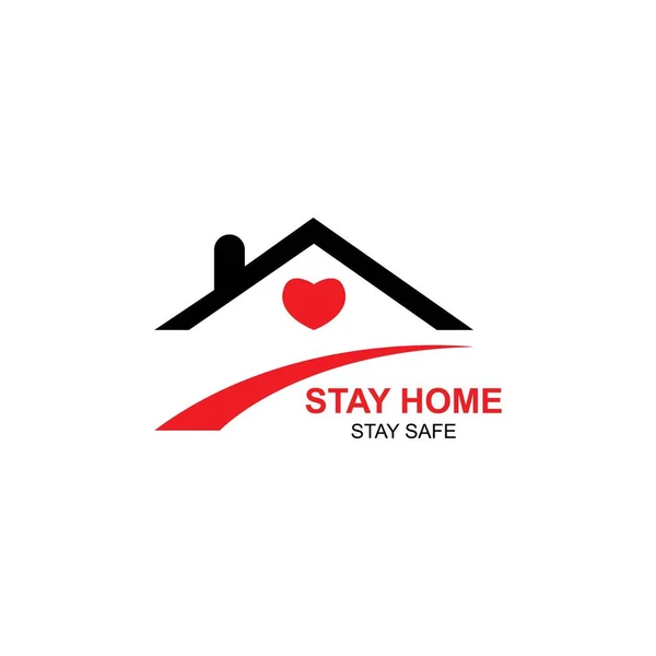 Логотип Stay Home Концепция Stay Safe House — стоковый вектор