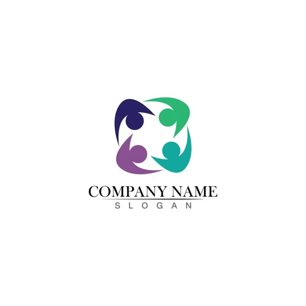 Gemenskapslogotyp Teamwork Logotyp Grupplogotyp — Stock vektor