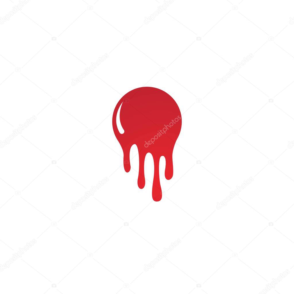 Dripping paint icon logo. Current liquid. Paint flows. Melted circle logo. Current paint stains. Current inks