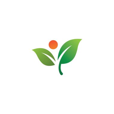Ağaç yaprağı vektör logosu tasarımı çevre dostu kavram
