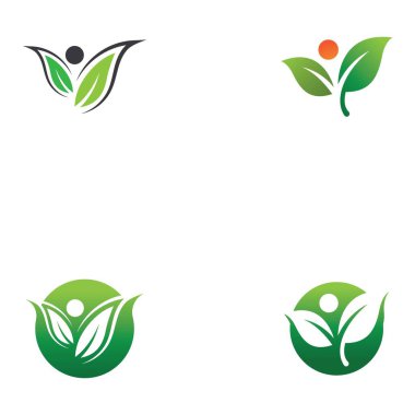 Ağaç yaprağı vektör logosu tasarımı çevre dostu kavram