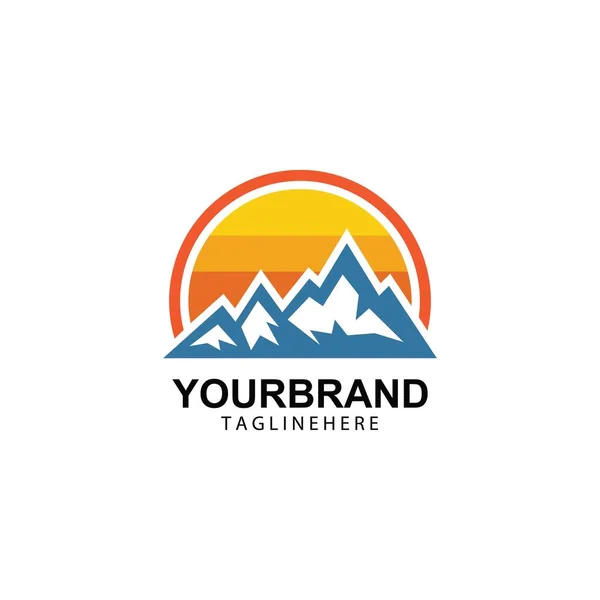 Montanha Sol Logotipo Conceito Modelo Vetor —  Vetores de Stock