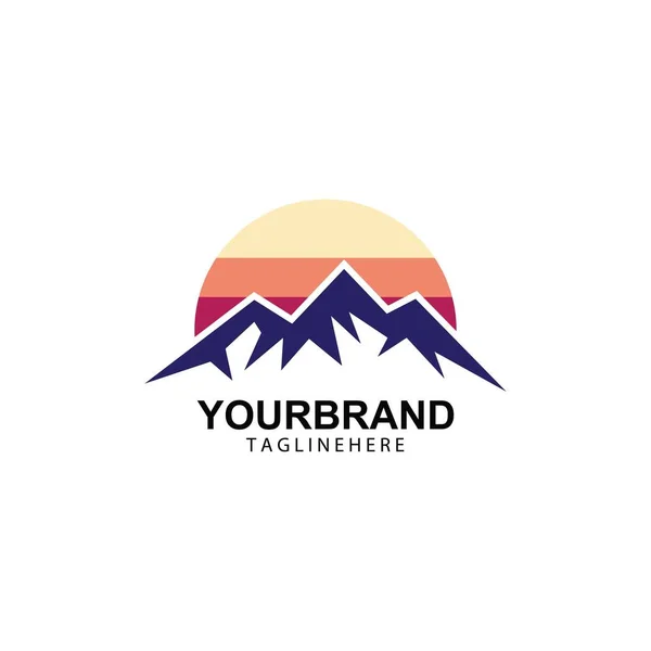Montanha Sol Logotipo Conceito Modelo Vetor —  Vetores de Stock