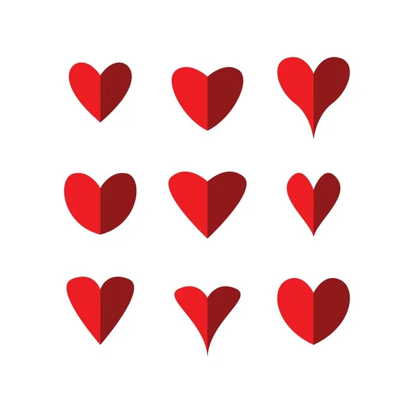 Set Heart Love Logo Symbol Template Icon — Stock Vector