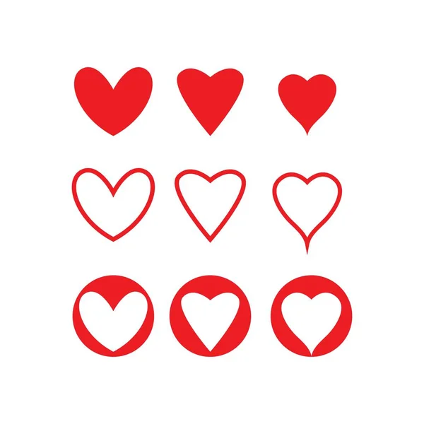 Set Heart Love Logo Symbol Template Icon — Stock Vector