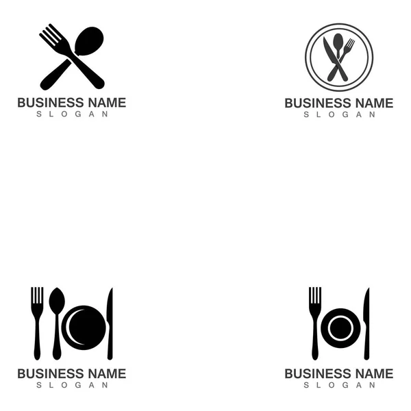 Fork Faca Colher Ícone Logotipo Vetor Template Design Para Restaurante — Vetor de Stock