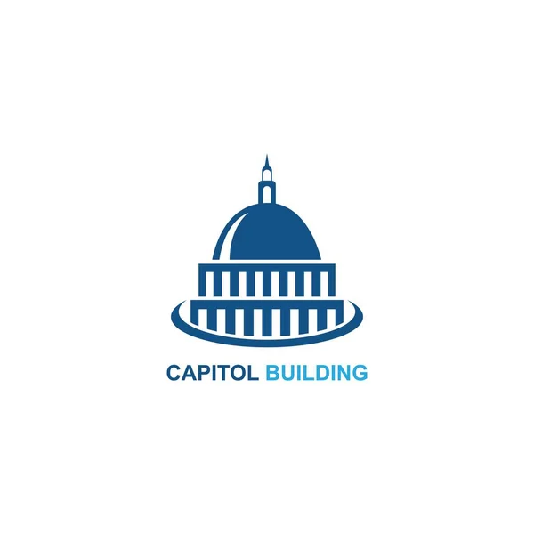 Capitol Edificio Logo Diseño Vector Icono — Vector de stock
