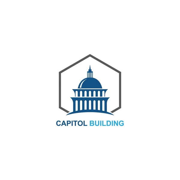 Capitol Edificio Logo Diseño Vector Icono — Vector de stock