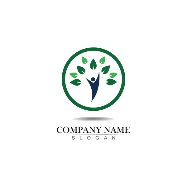 Projekt Logo Człowieka Drzewa Ikona Logo Ludzkiego Życia — Wektor stockowy