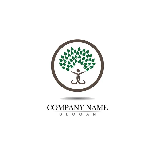 Tree Human Logo Design Human Life Logo Icon — Image vectorielle