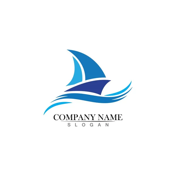 Oceano Cruzeiro Silhueta Navio Logotipo Linear Simples — Vetor de Stock