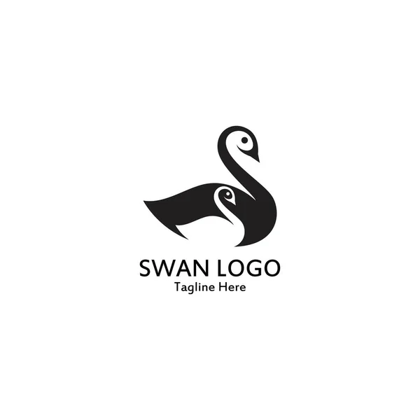 Schwan Logo Einfach Symbol Vorlage Vektor Illustration Kreatives Design — Stockvektor