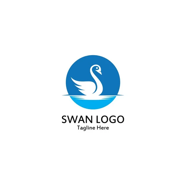 Łabędź Logo Prosty Ikona Szablon Wektor Ilustracja Kreatywny Projekt — Wektor stockowy