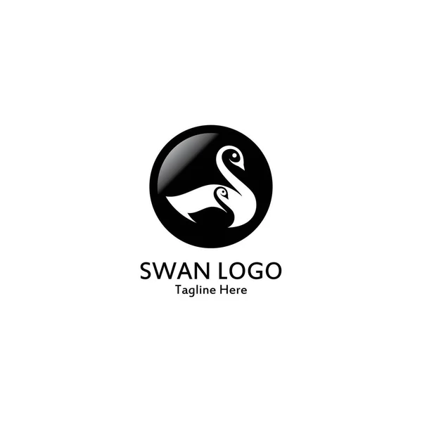 Łabędź Logo Prosty Ikona Szablon Wektor Ilustracja Kreatywny Projekt — Wektor stockowy