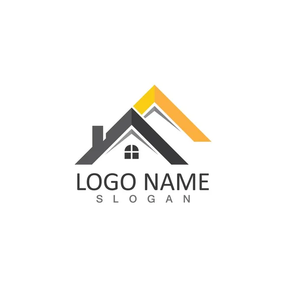 Immobiliare Costruzione Casa Logo Vettore — Vettoriale Stock