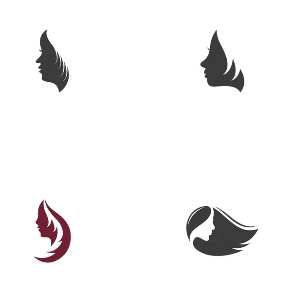 Vrouwen Gezicht Silhouet Illustratie Logo Template — Stockvector