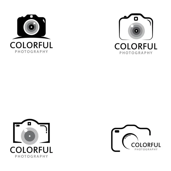 Fotografia Aparat Fotograficzny Obiektyw Logo Design Vector — Wektor stockowy