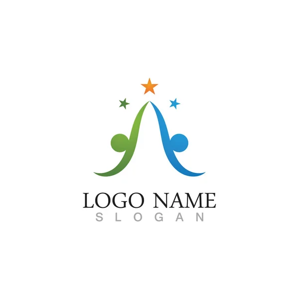 Personnes Soins Logo Succès Modèle Vecteur — Image vectorielle