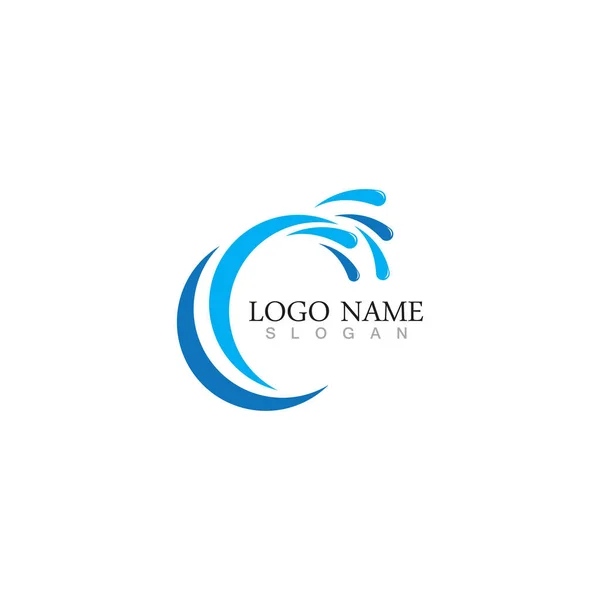 Splash Water Wave Szimbólum Ikon Logo Template — Stock Vector