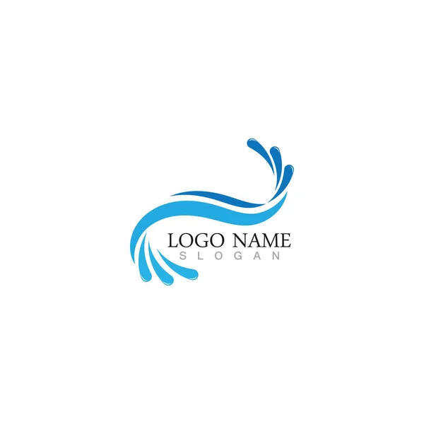 Espirro Água Símbolo Onda Ícone Logotipo Modelo —  Vetores de Stock