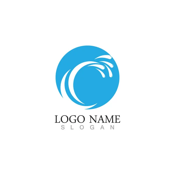 Splash Water Wave Szimbólum Ikon Logo Template — Stock Vector