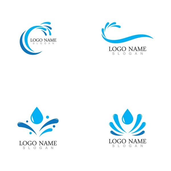 Espirro Água Símbolo Onda Ícone Logotipo Modelo — Vetor de Stock