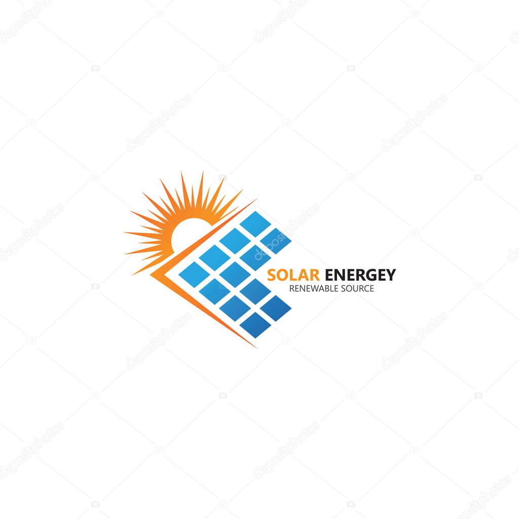 solar panel electricity renewable energy vector logo design template