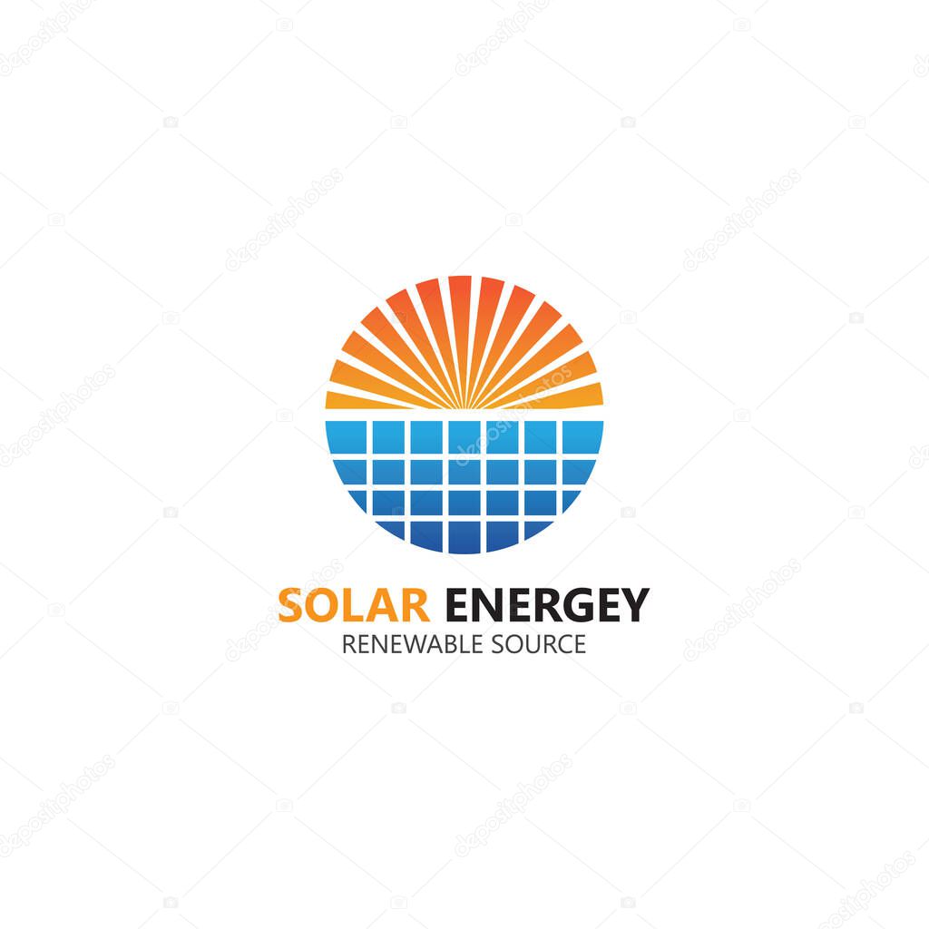 Solar panel electricity renewable energy vector logo design template