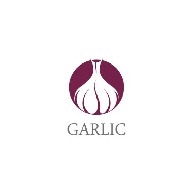 Sarımsak logo simgesi tasarım vektörü çizimi