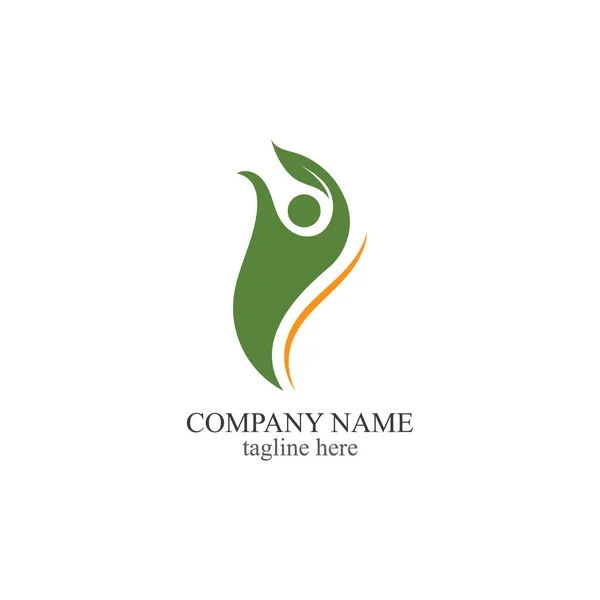 Modèle Logo Santé Symboles Feuille Verte — Image vectorielle