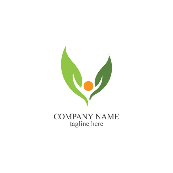 Modèle Logo Santé Symboles Feuille Verte — Image vectorielle